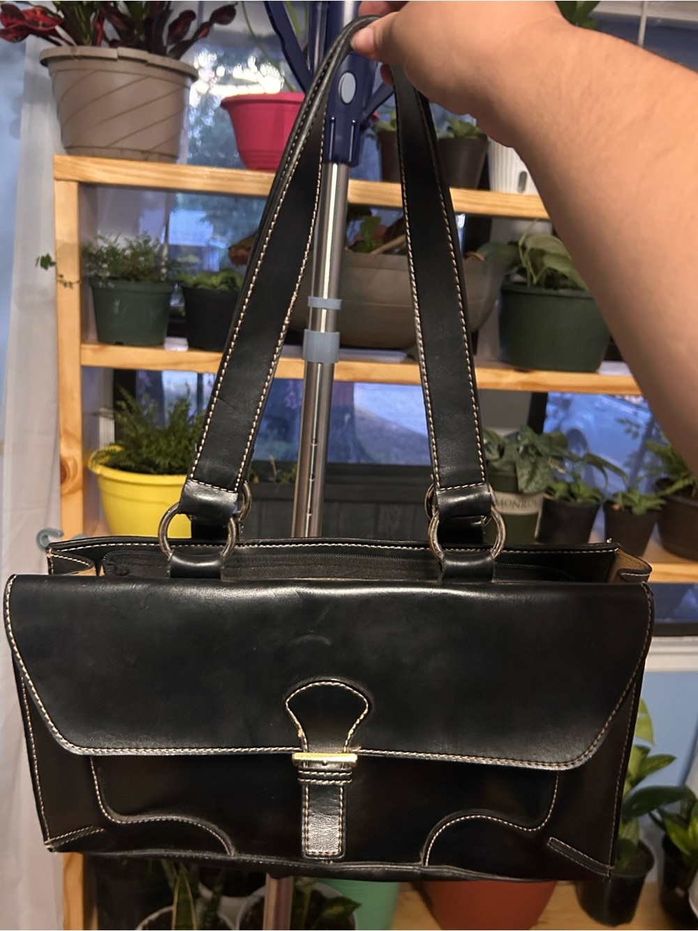 Classic Black Leather Shoulder Bag - Timeless Women's Handbag